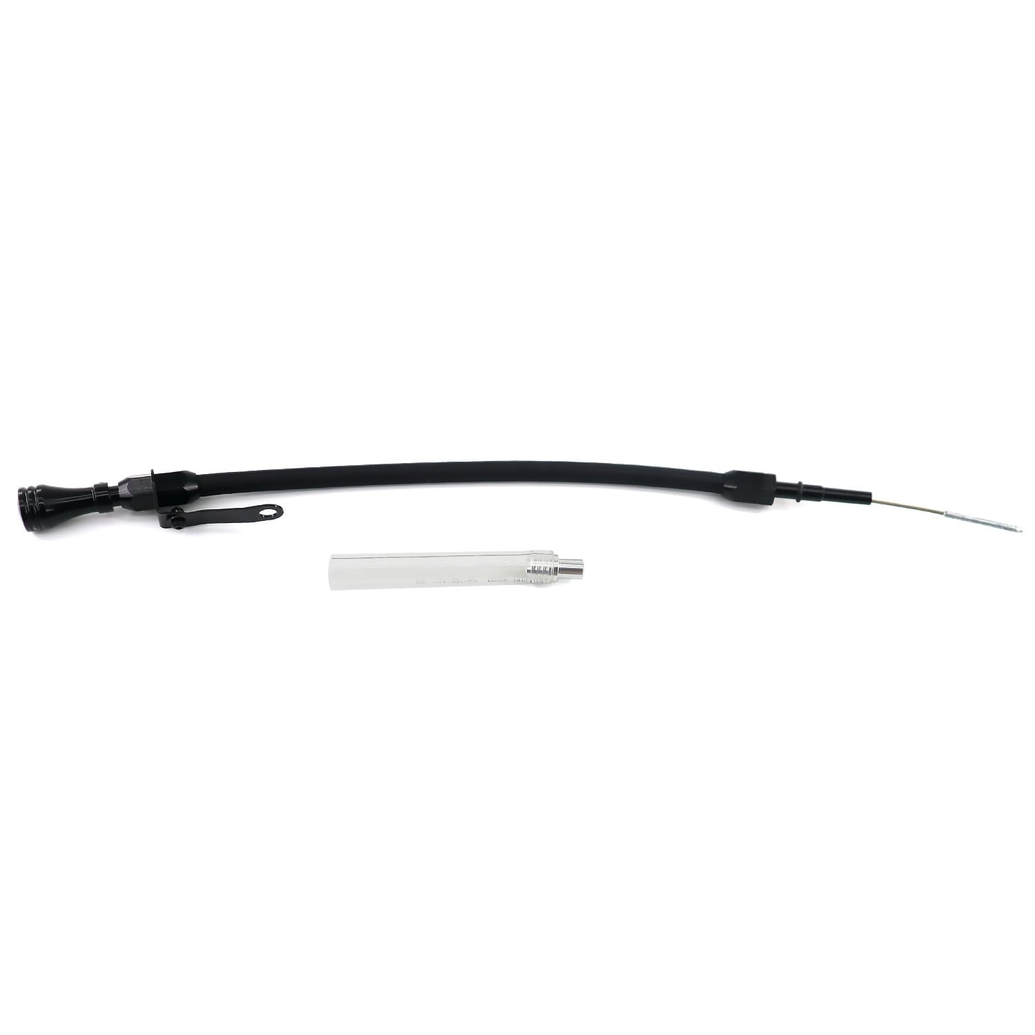 RJSPHH flexible dipstick positioned around exhaust manifolds for versatile installation