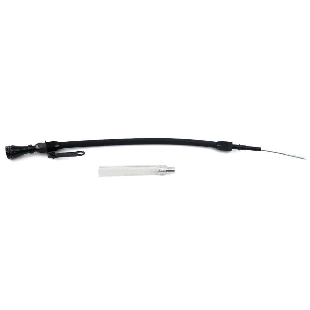 RJSPHH flexible dipstick positioned around exhaust manifolds for versatile installation