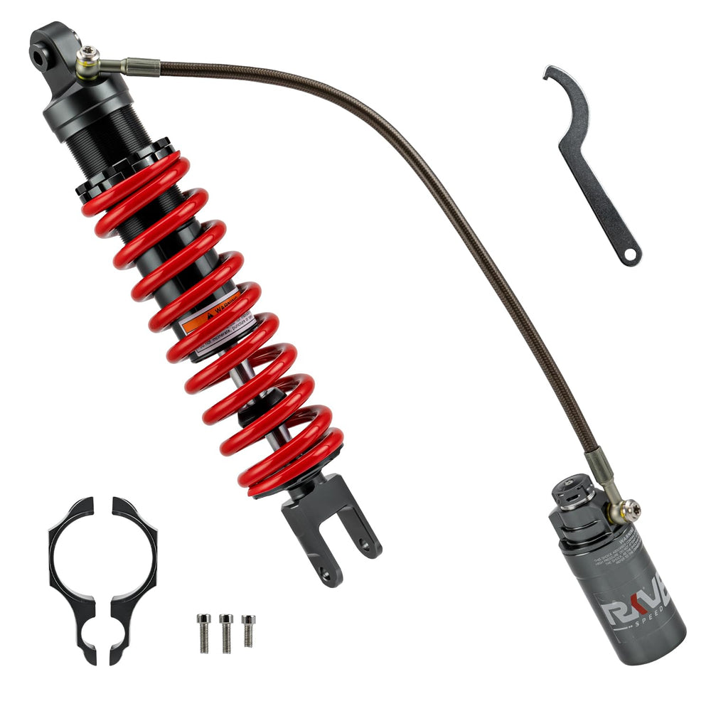 RKV86 adjustable 395mm rear air shock installed on Honda Sportrax for smoother, controlled rides