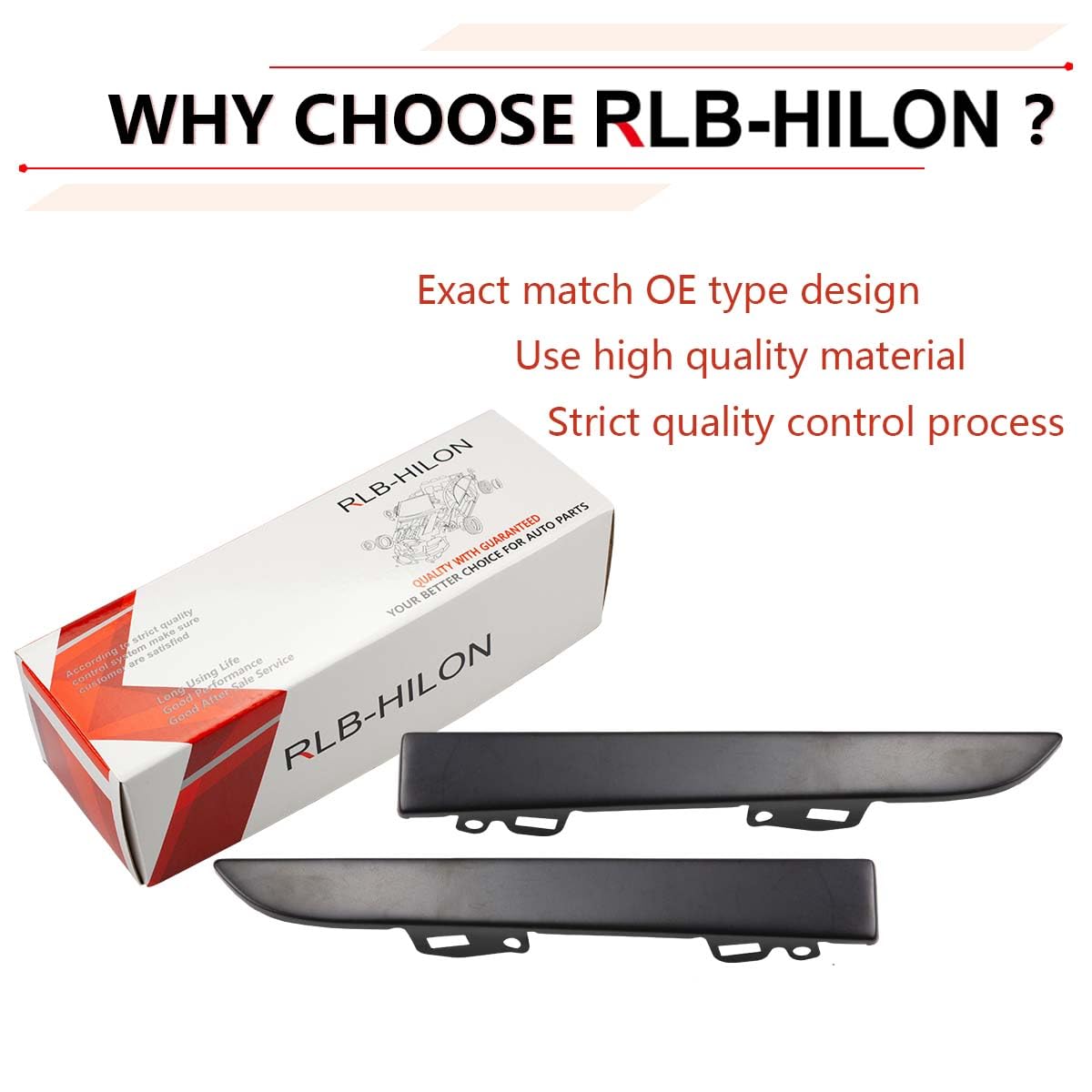 RLB-HILON passenger-side headlight bumper filler trim completes a cohesive, factory-style appearance.