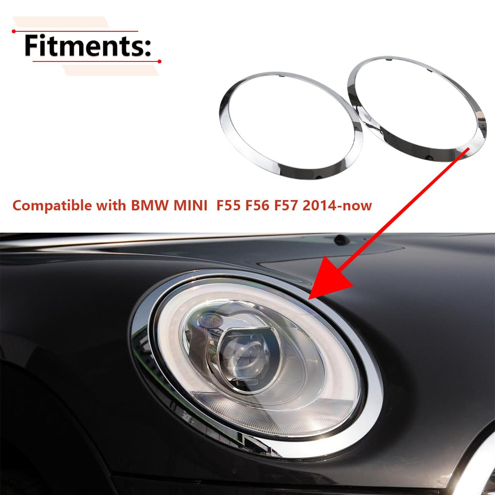 RLB-HILON headlight trim ring for Mini Cooper passenger side chrome bezel enhances shine
