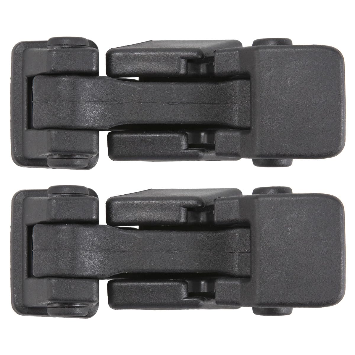 RLB-HILON hood latch close-up shows durable plastic and rubber construction for Wrangler JK