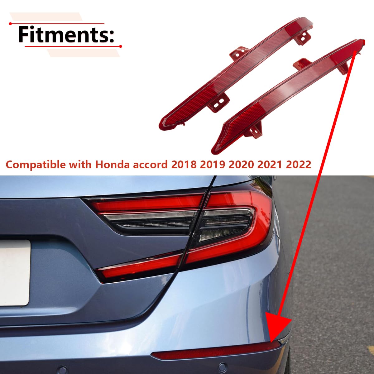 RLB-HILON rear bumper reflector on driver side view for Accord safety.