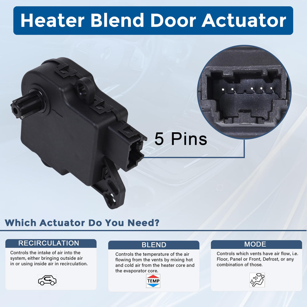 RLP 604-234 blend door actuator left-side view for fitment reference.