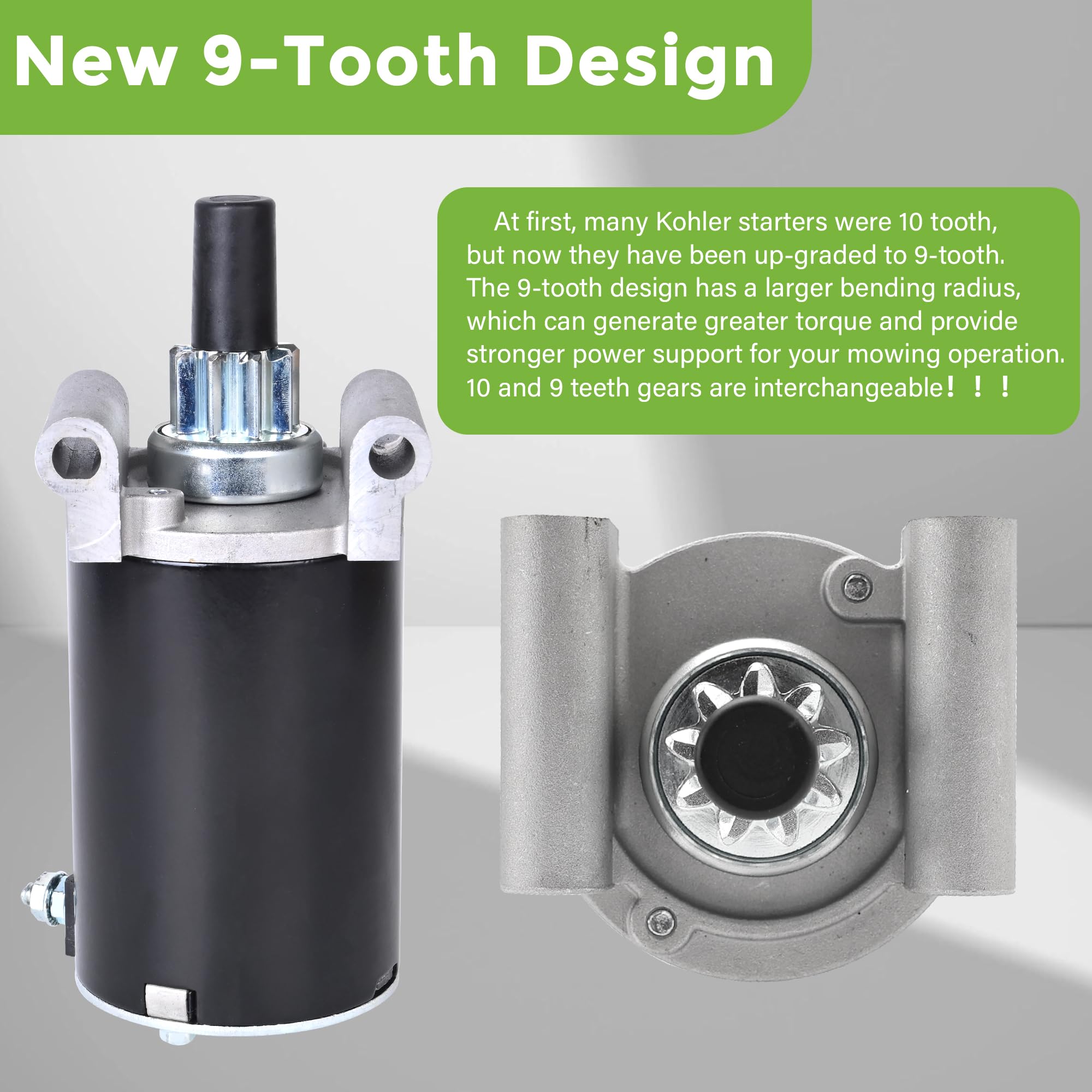 RLP Kohler starter 9-teeth on-engine fitment example