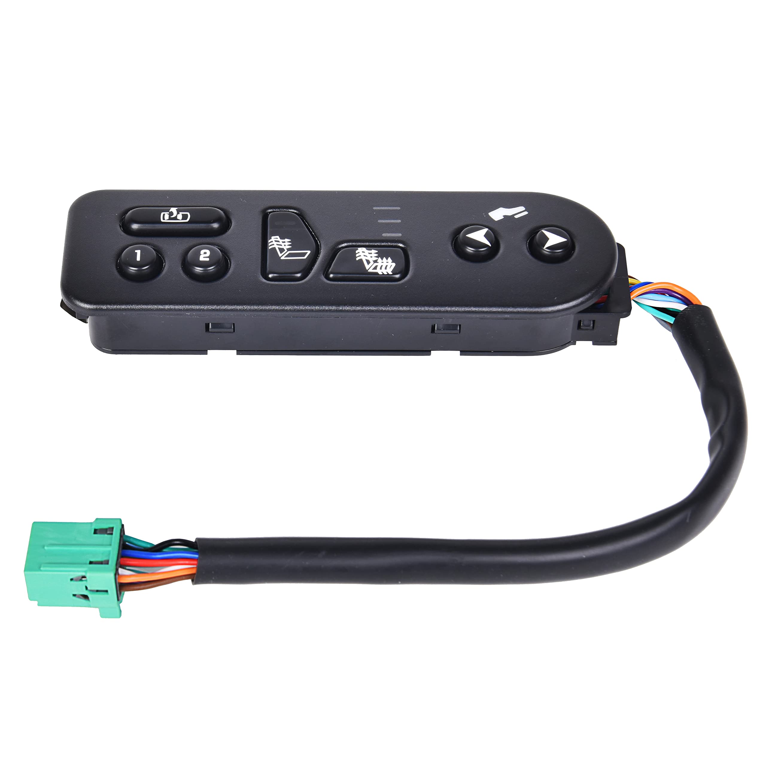 RLP seat heater switch driver side close-up showing direct-fit replacement