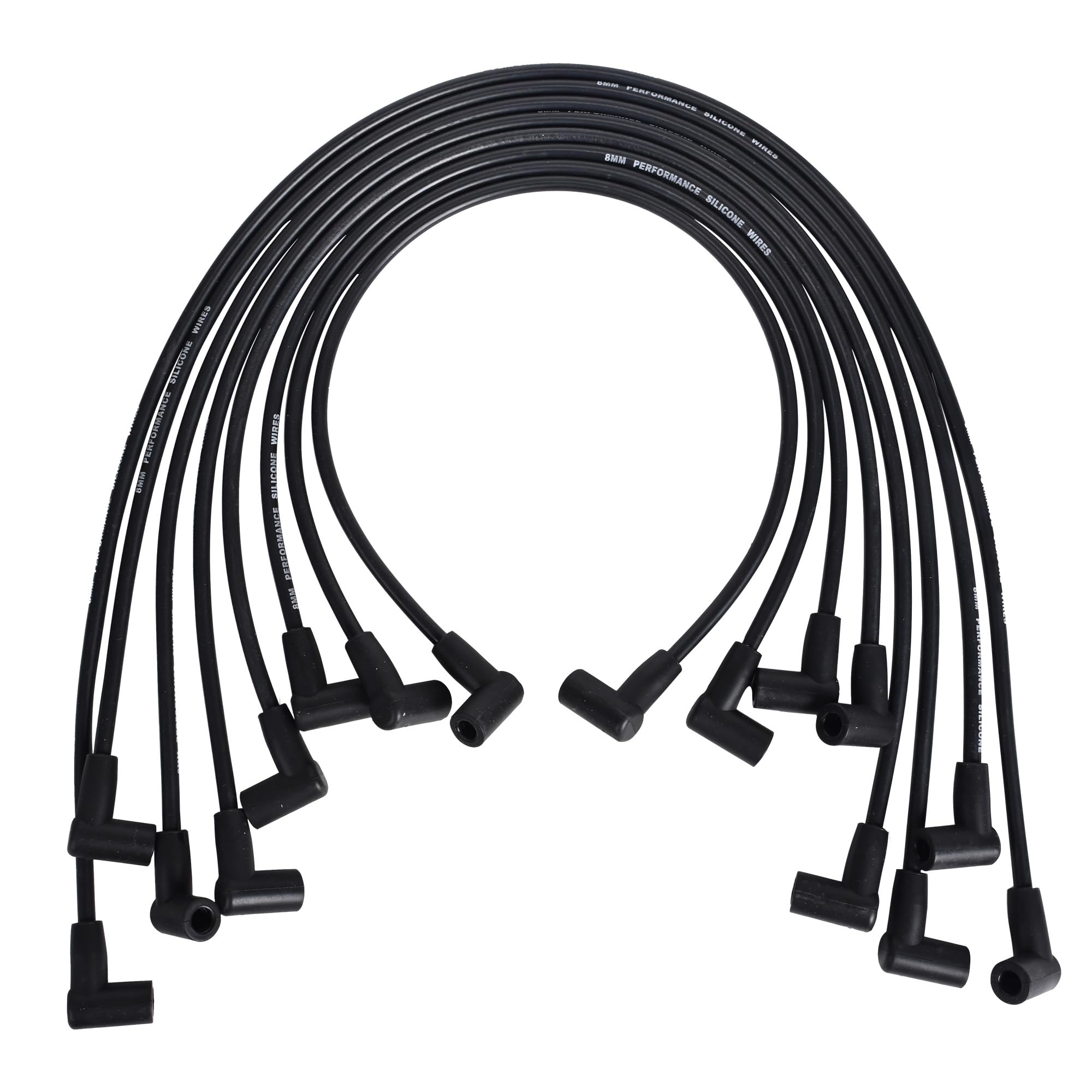 RLP silicone spark plug wires 8mm on distributor cap showing heat-resistant design and secure fit.