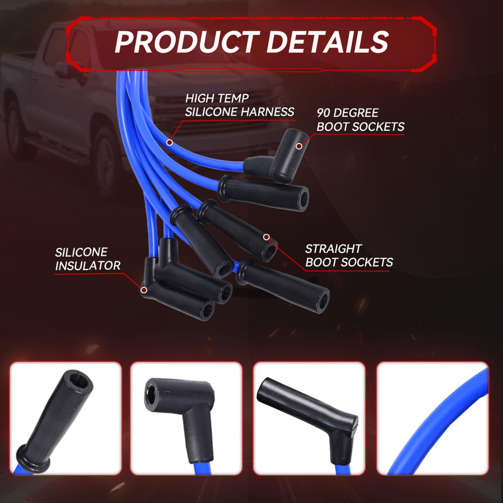RLP silicone spark plug wires blue 8mm for Jeep Grand Cherokee durable performance