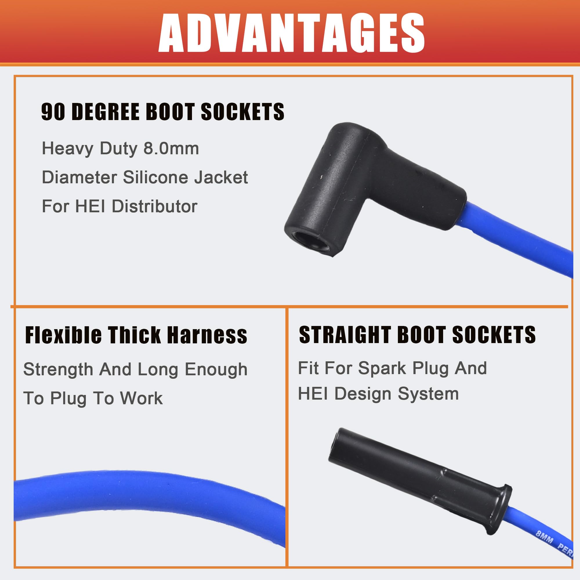 RLP heat-resistant silicone boots protect the wires