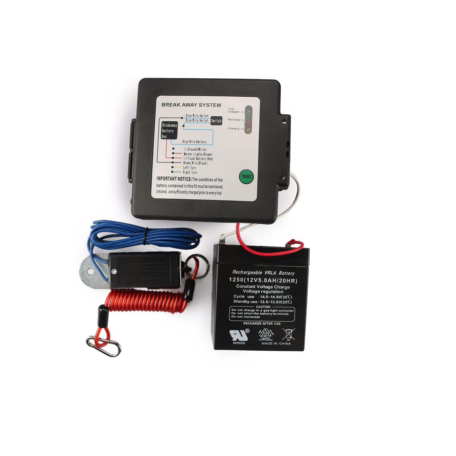 Rnigs 12V trailer breakaway kit main unit shown for emergency stopping