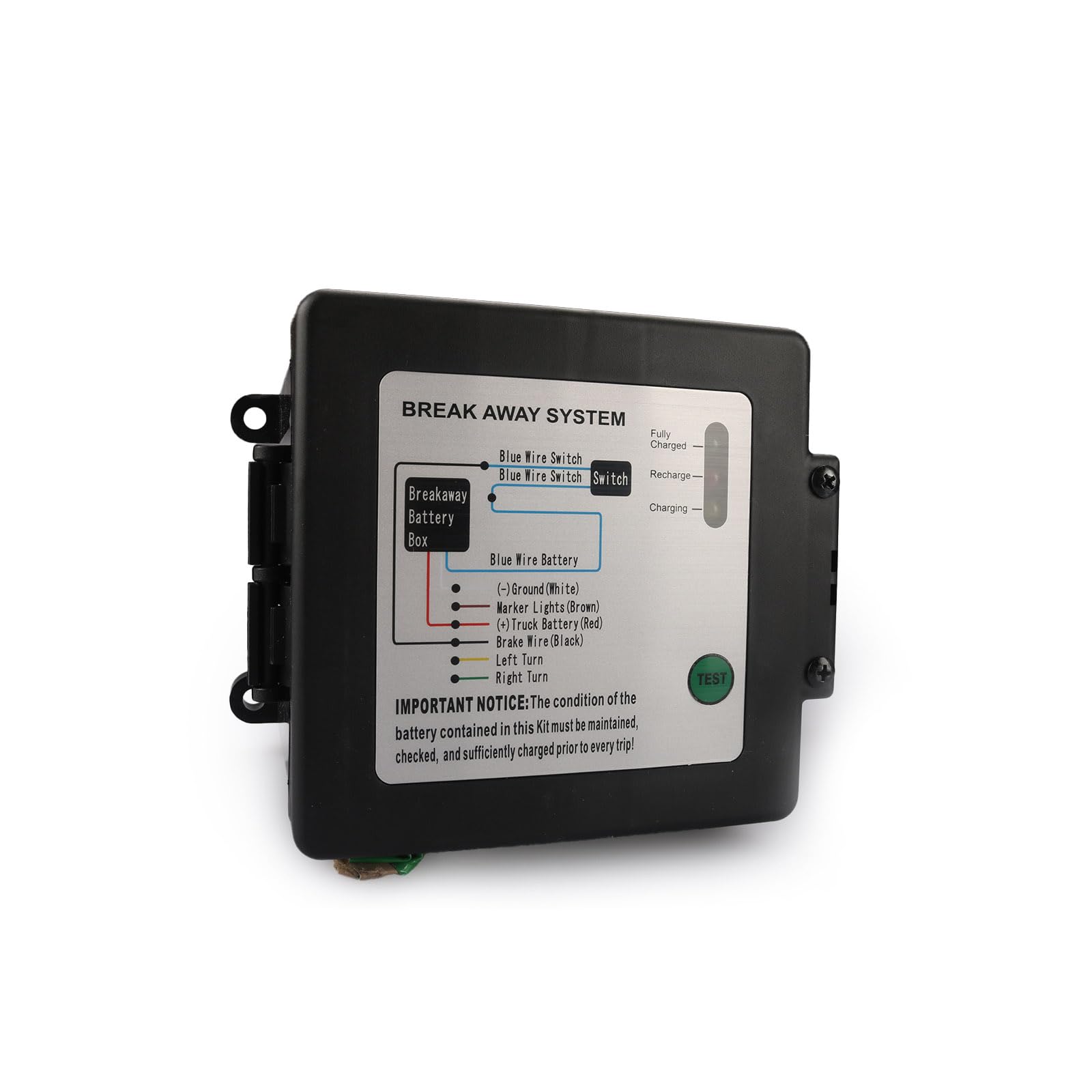 Rnigs trailer brake controller with LED test light visible