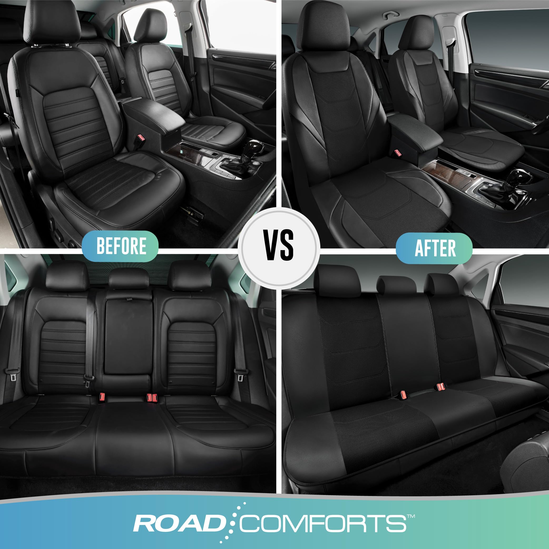 Road Comforts airbag-compatible stitching preserves safety while protecting seats.
