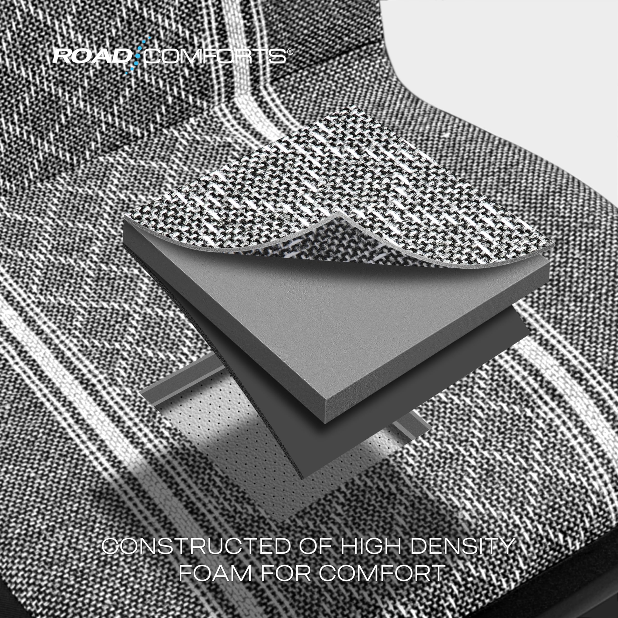 Road Comforts Baja Blanket headrest covers front view showing detachable design