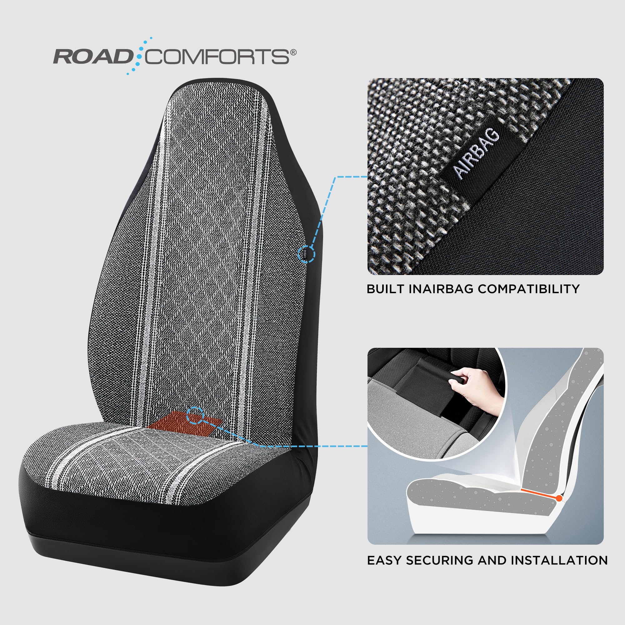 Road Comforts Baja Blanket universal-fit fabric adapts to most seats