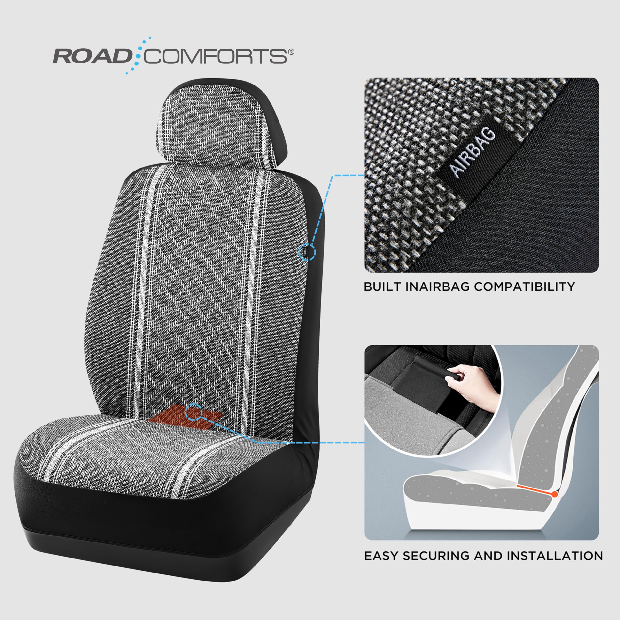 Road Comforts Baja Blanket universal-fit fabric contouring to seat