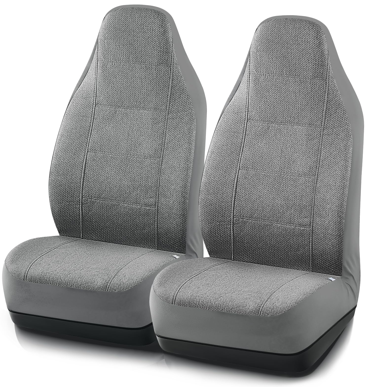 Road Comforts front seat cover demonstrates quick-fit installation with elastic bands.