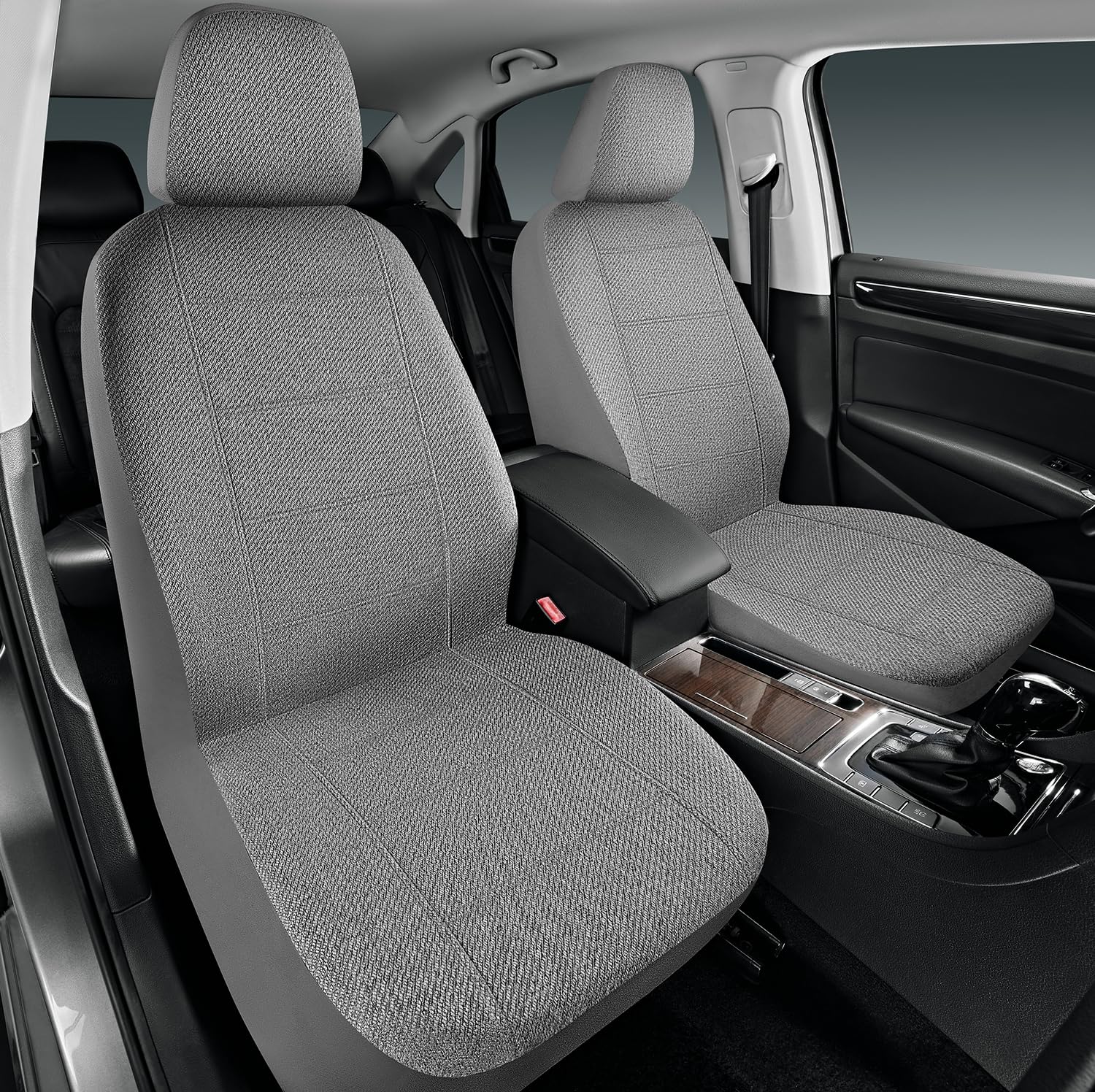 Road Comforts front seat cover in gray, breathable flax fabric for durable daily use.