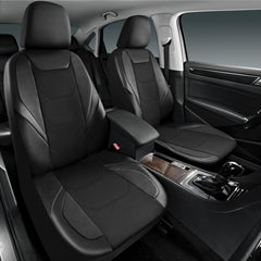 Road Comforts leather mesh rear seat cover shields seats during family trips.
