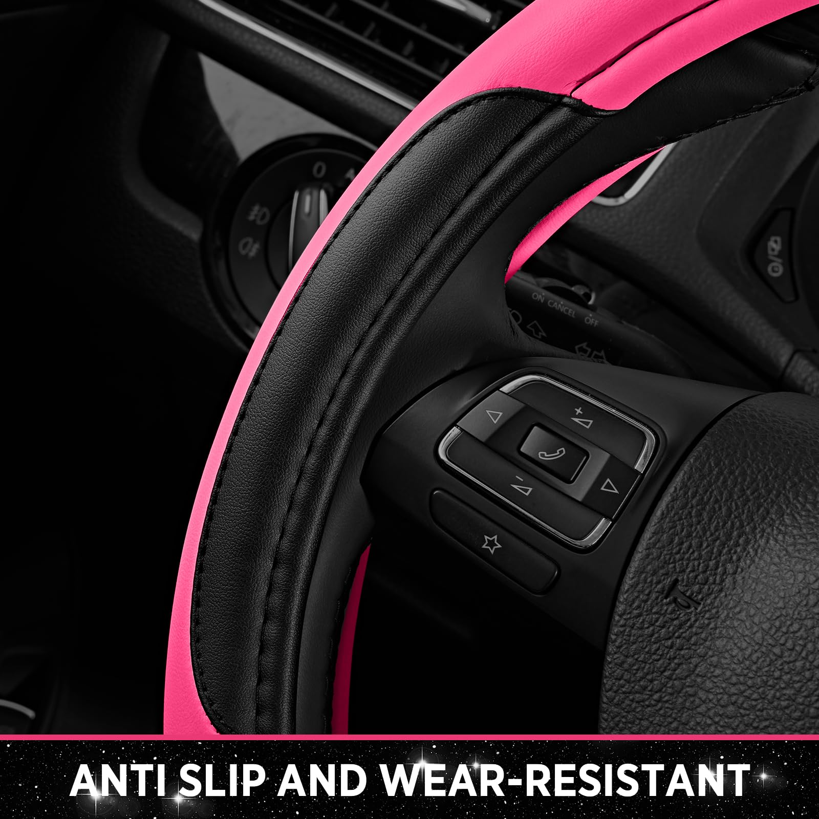 Road Comforts wheel cover with detailed stitching for premium look.
