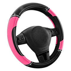 Road Comforts wheel cover side angle showing bold hot pink interior accent.