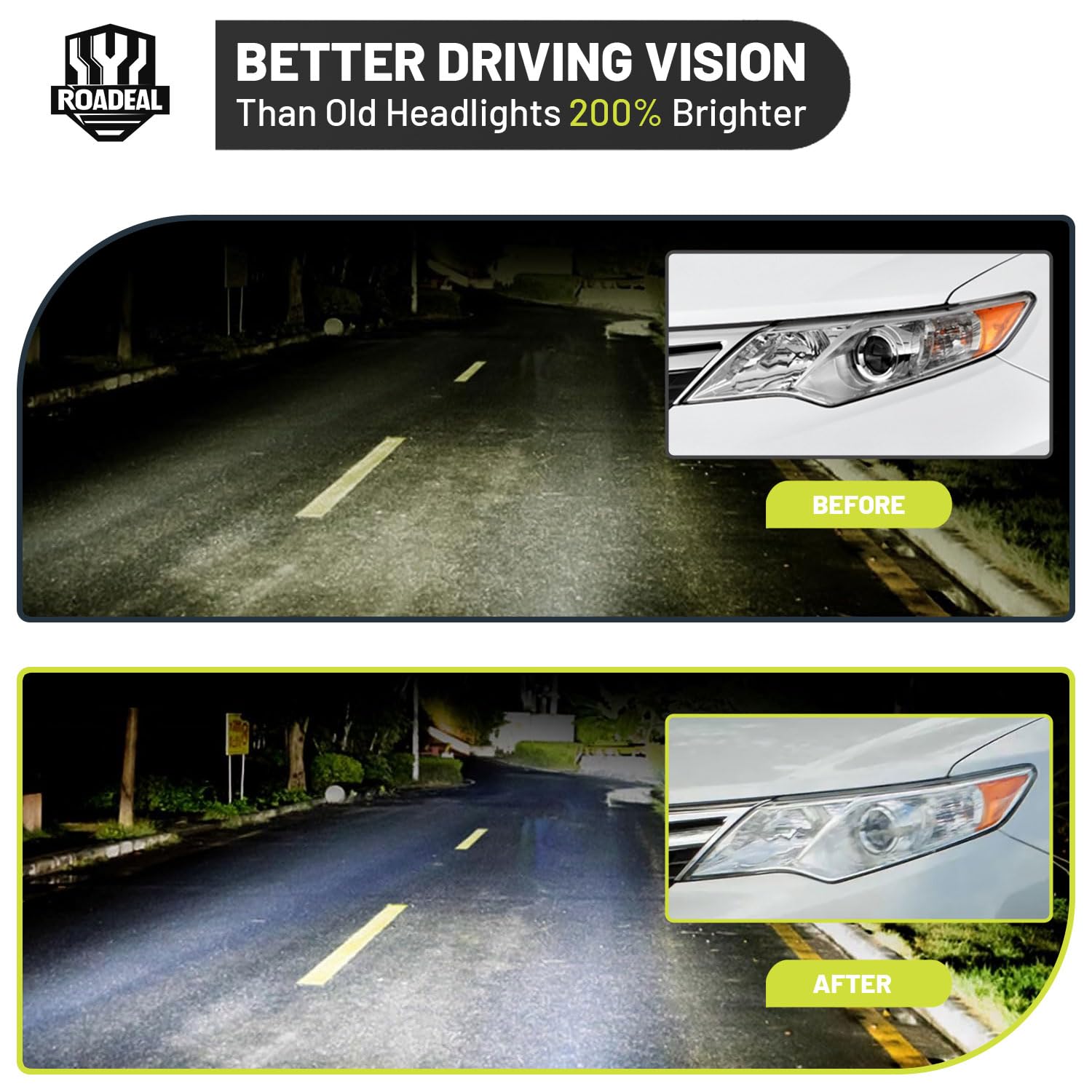 ROADEAL headlight with bulbs included for Honda Civic, improved high/low beam