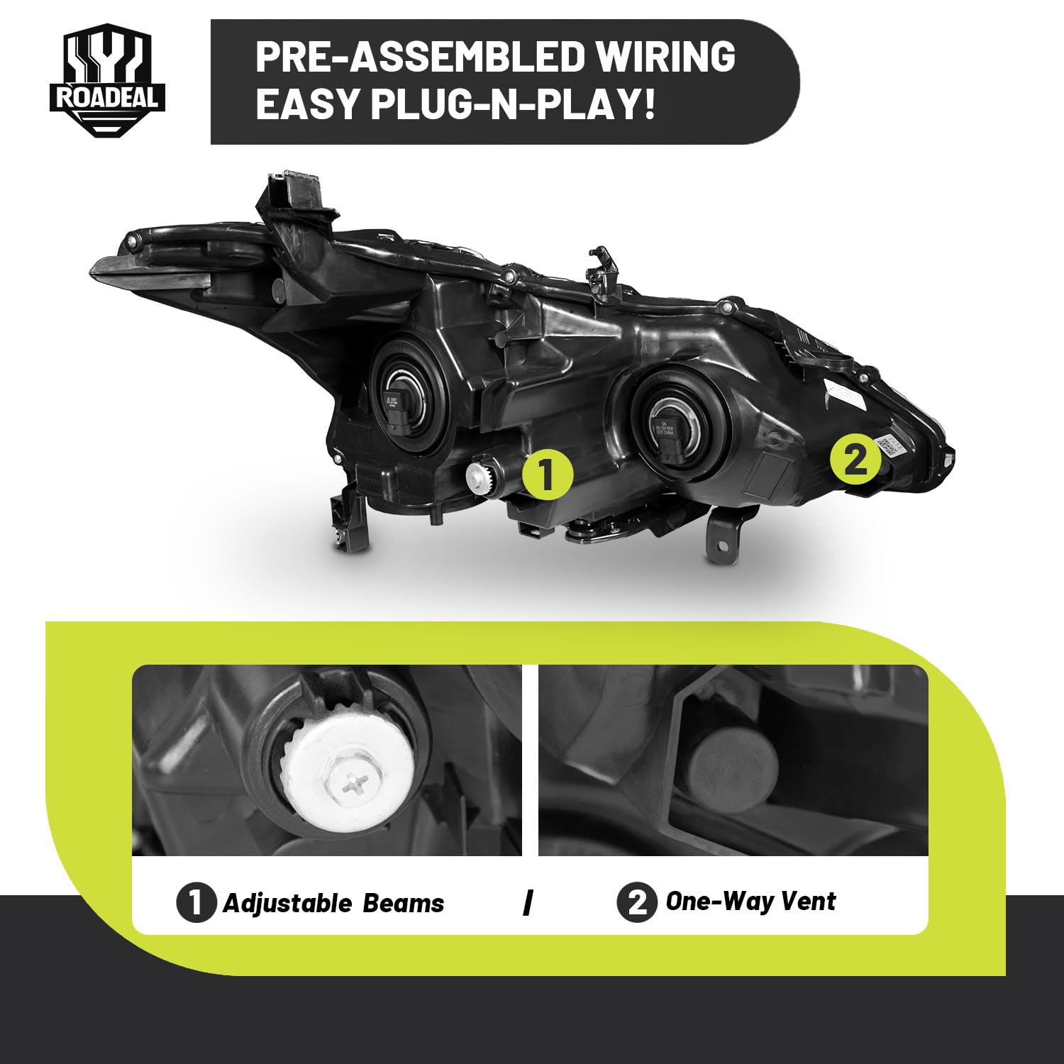 ROADEAL IP65 waterproof construction keeps moisture out in rain or snow.