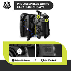 ROADEAL headlight assembly showing IP65 weatherproof protection