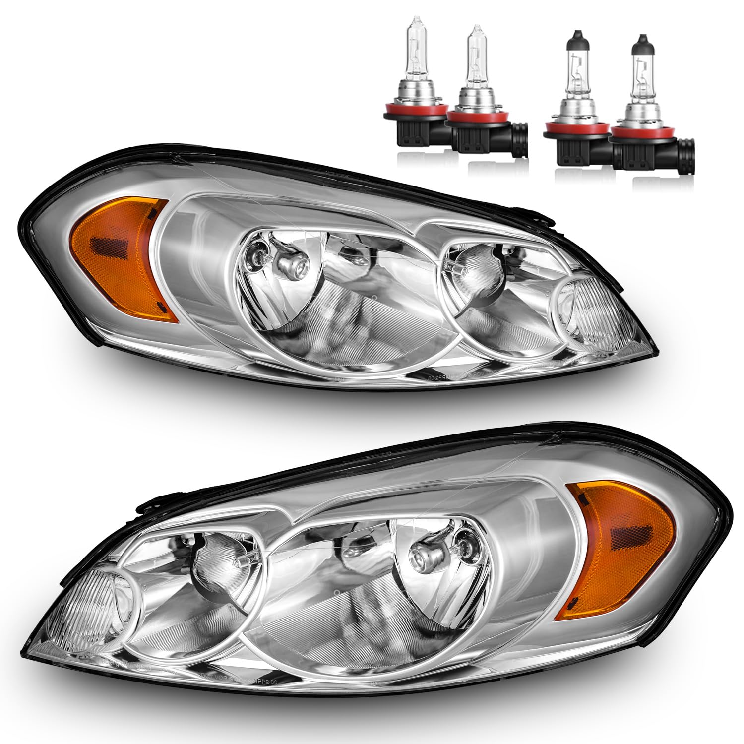ROADEAL headlights front view with bulbs for improved nighttime visibility