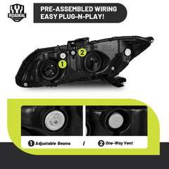 ROADEAL Honda Civic headlight for 2012-2015 sedan, passenger side, reliable weather-ready lighting
