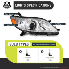 ROADEAL Sienna headlight assembly close-up showing OE-fitment design