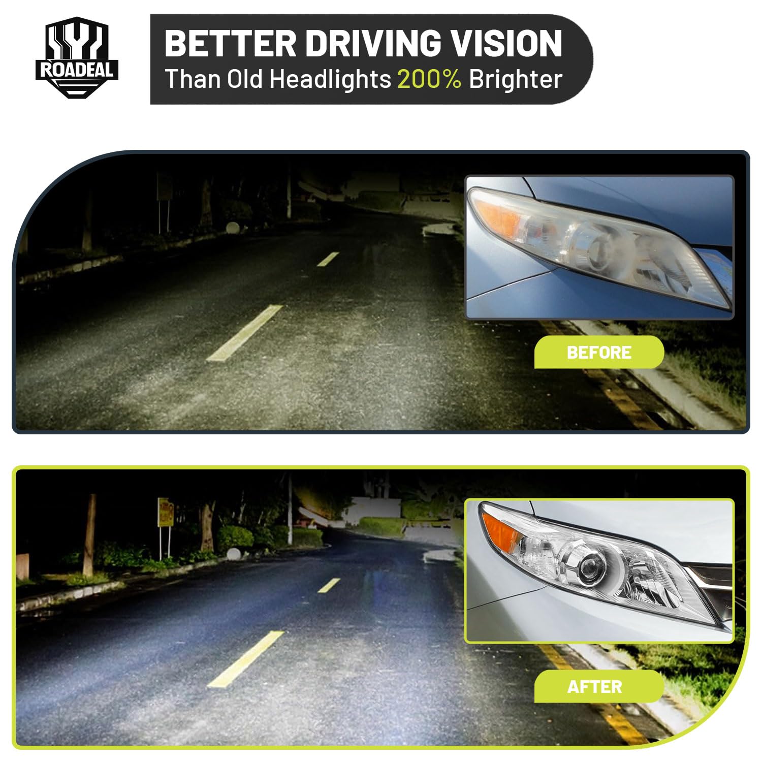 ROADEAL Sienna headlights UV-coated lens for clear vision