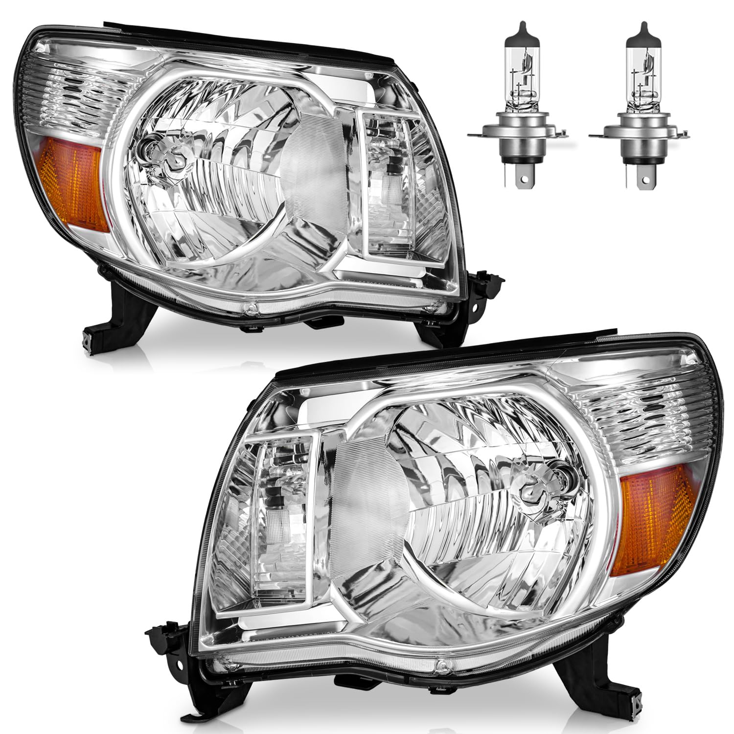 ROADEAL Toyota Tacoma headlight with bulbs, driver-side, OE fit and reliable nighttime visibility