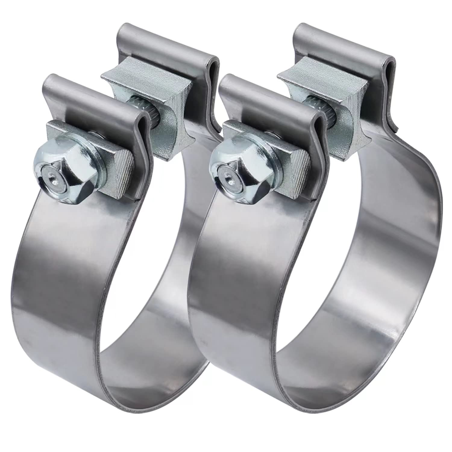 Roadformer 2.25-inch exhaust clamp close-up shows durable stainless steel construction for secure joint.