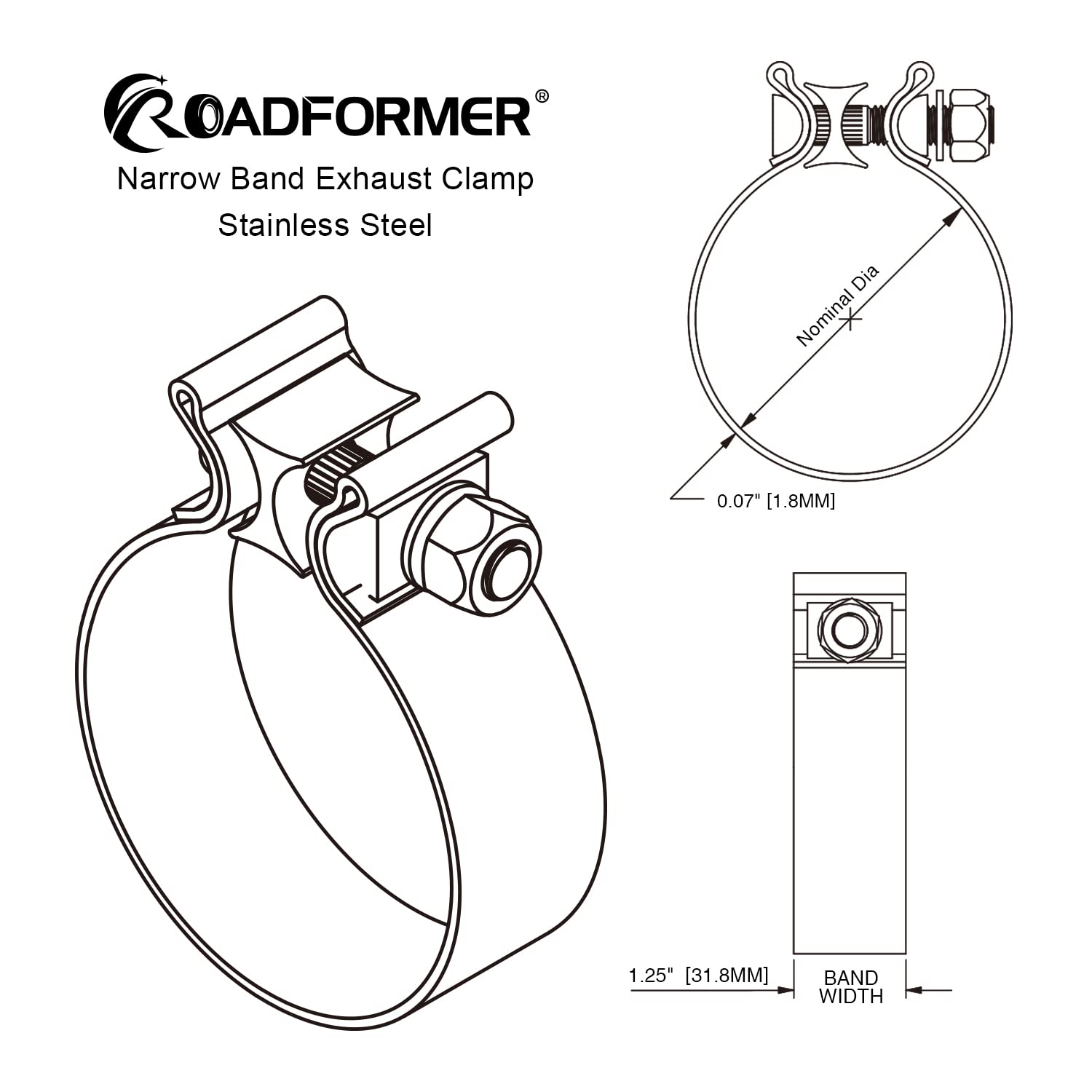 Installed Roadformer clamp on exhaust pipe demonstrates a tight, distortion-free seal.