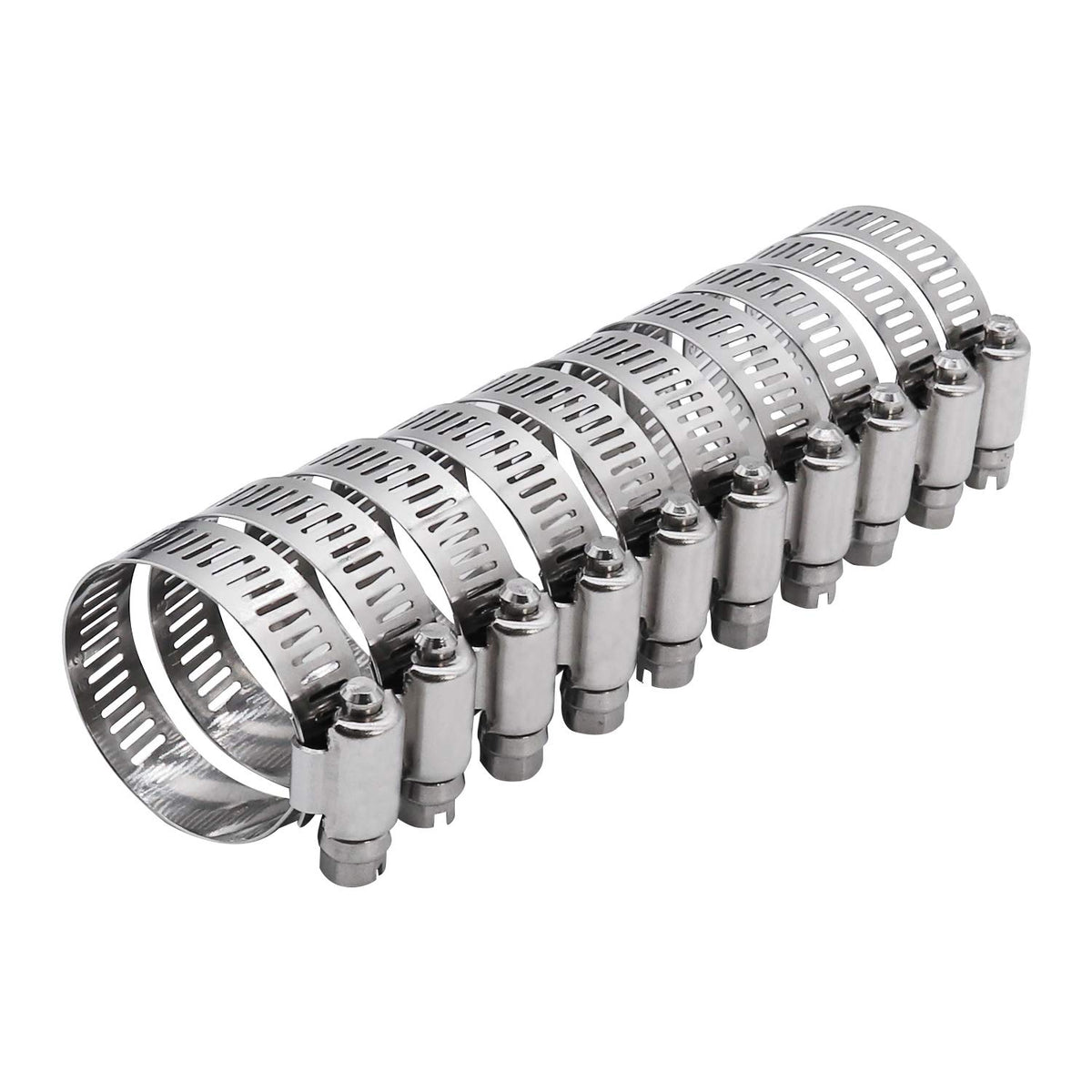 Roadformer 2-inch worm gear hose clamp securing a radiator hose with durable stainless steel.