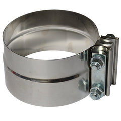 Roadformer 3.5-inch exhaust clamp close-up shows stainless steel construction for durable sealing.