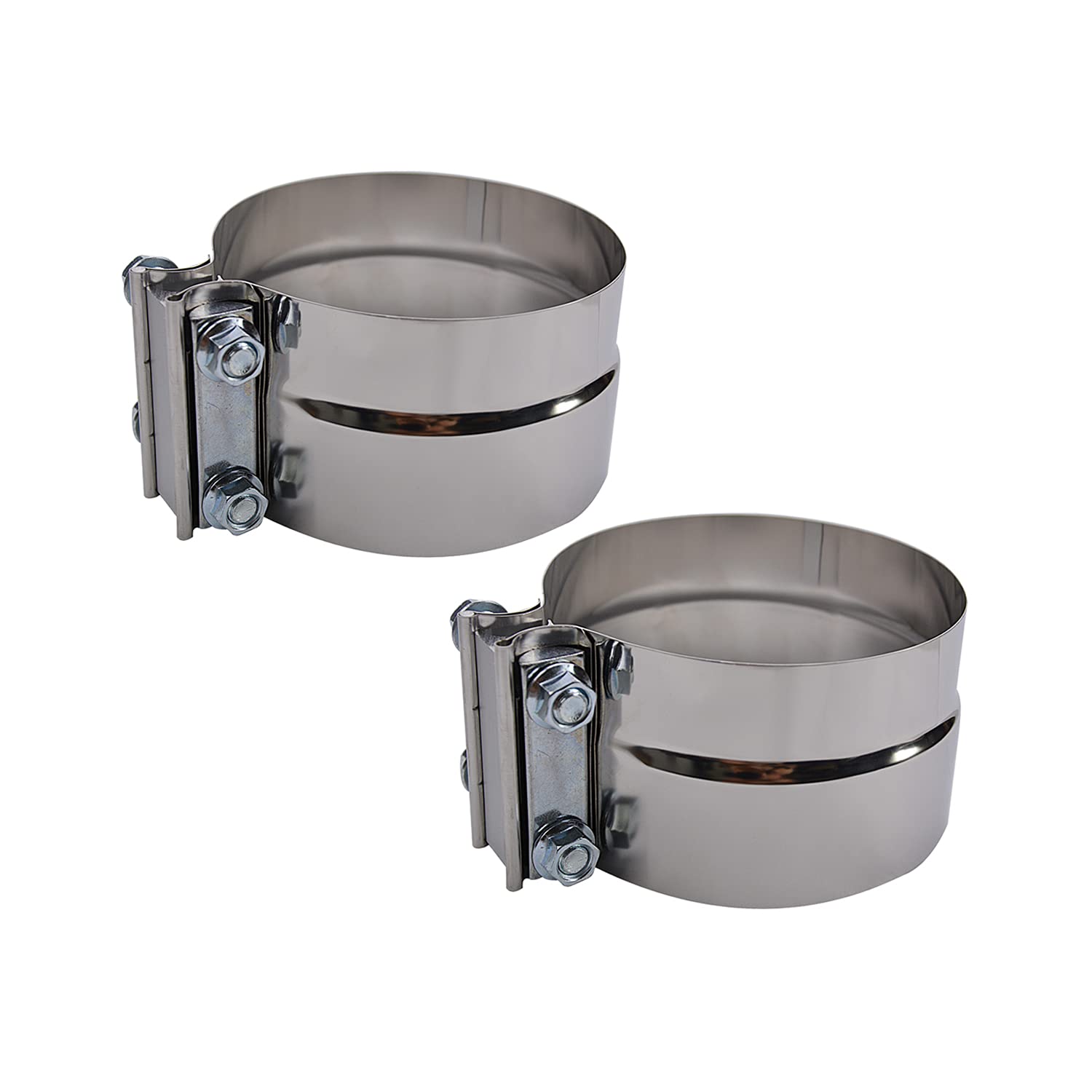 Roadformer 3.5-inch exhaust clamp close-up, corrosion-resistant stainless steel for durable seals