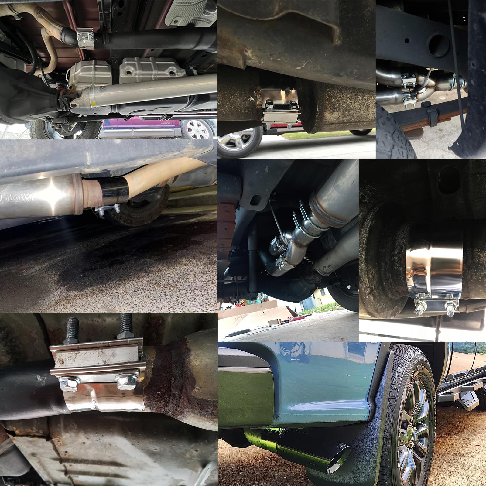 Roadformer 360-degree clamp seals exhaust without distorting pipes.