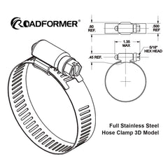 Roadformer half-inch band clamp securing a fuel line on a vehicle.