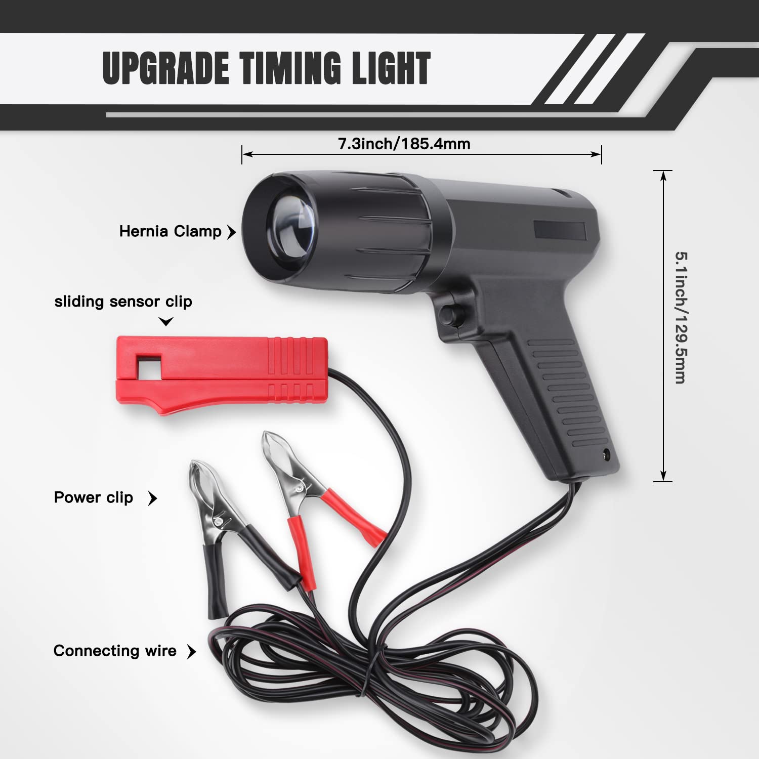 ROADGIVE timing light shows polarity with inductive sensor clips for safe connections.