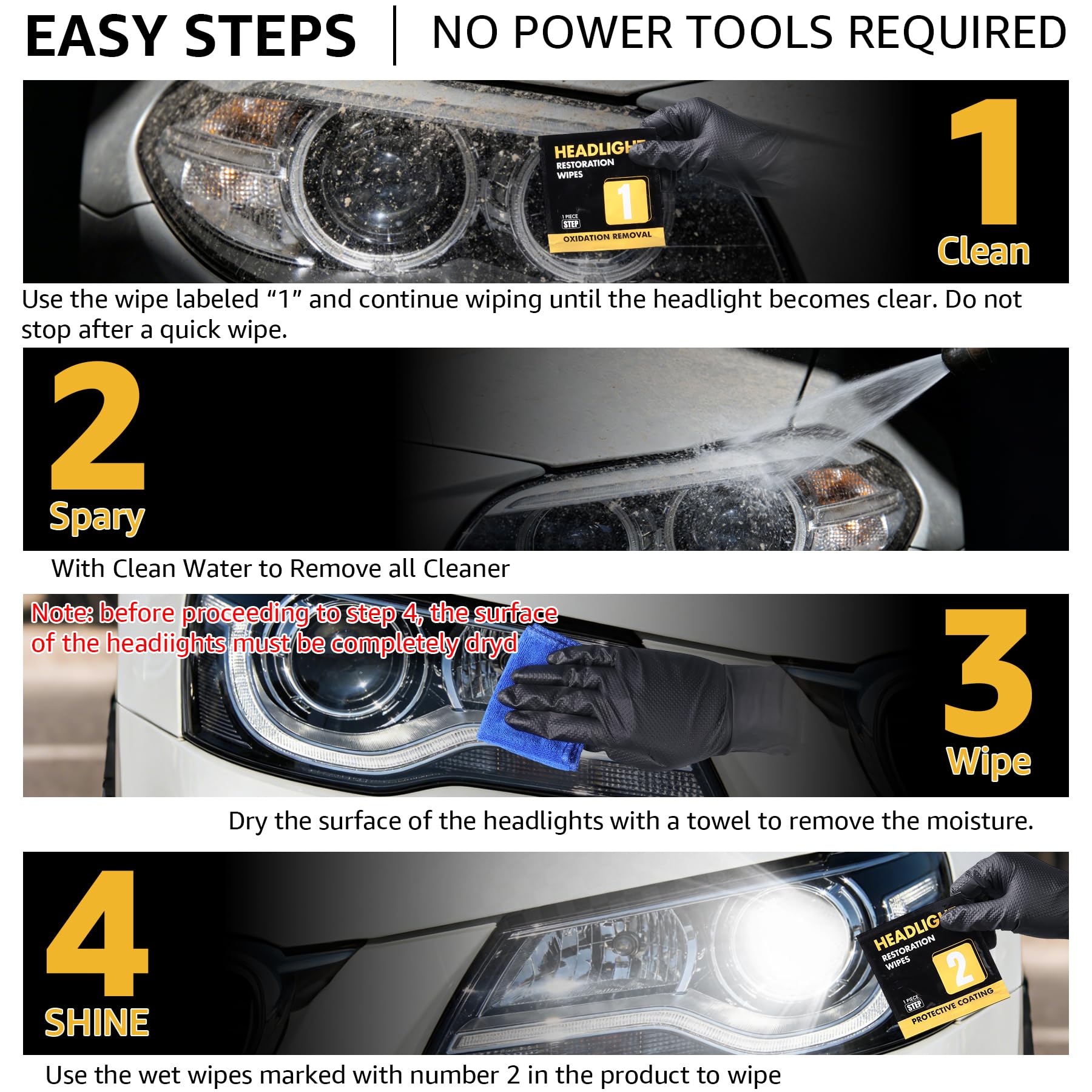 ROADNEX ceramic coating wipes provide durable UV protection after cleaning.