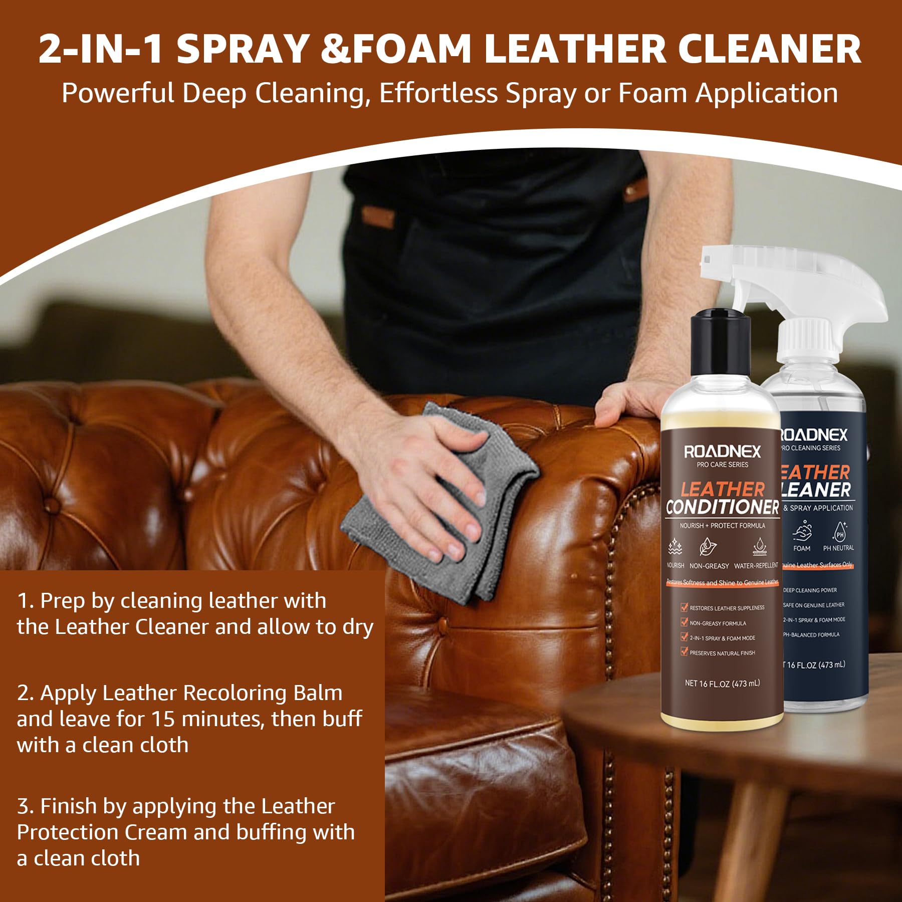 ROADNEX Leather Cleaner car seat use lifts dirt from automotive interiors.