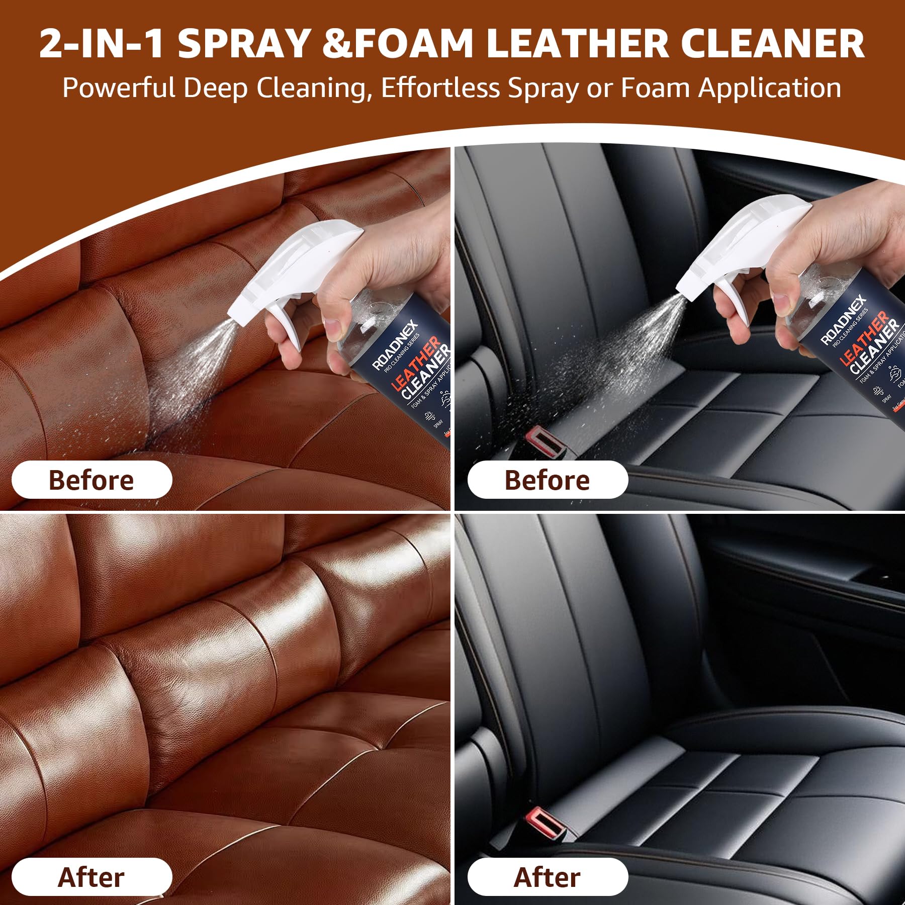 ROADNEX Leather Conditioner bottle nourish restores softness and flexibility.