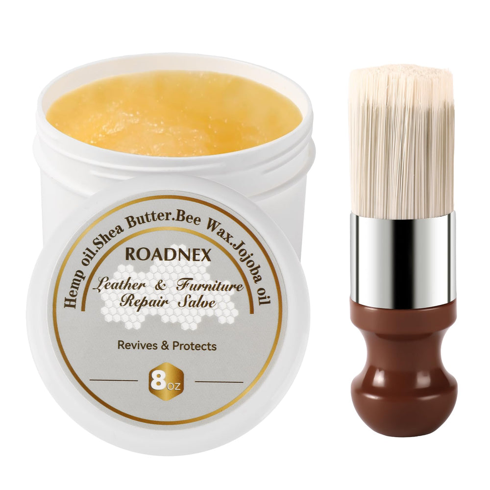 ROADNEX leather repair salve application demonstrates even color revival.
