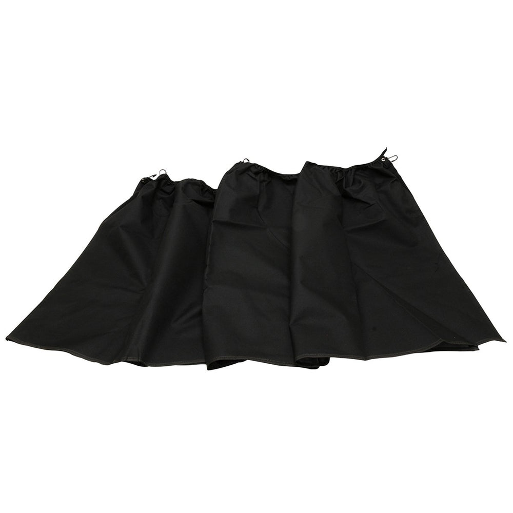 RoadPro RPCC black privacy curtain folded for compact storage and privacy.