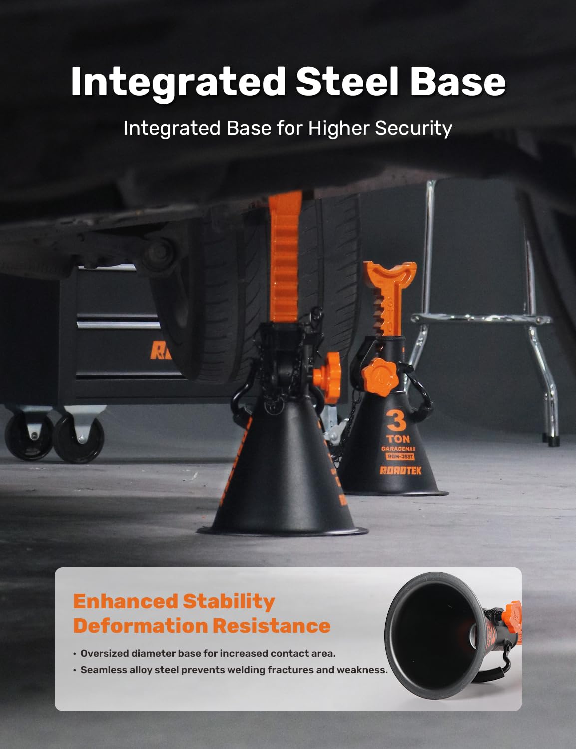 ROADTEK jack stands 10 level ratchet bar adjusts heights
