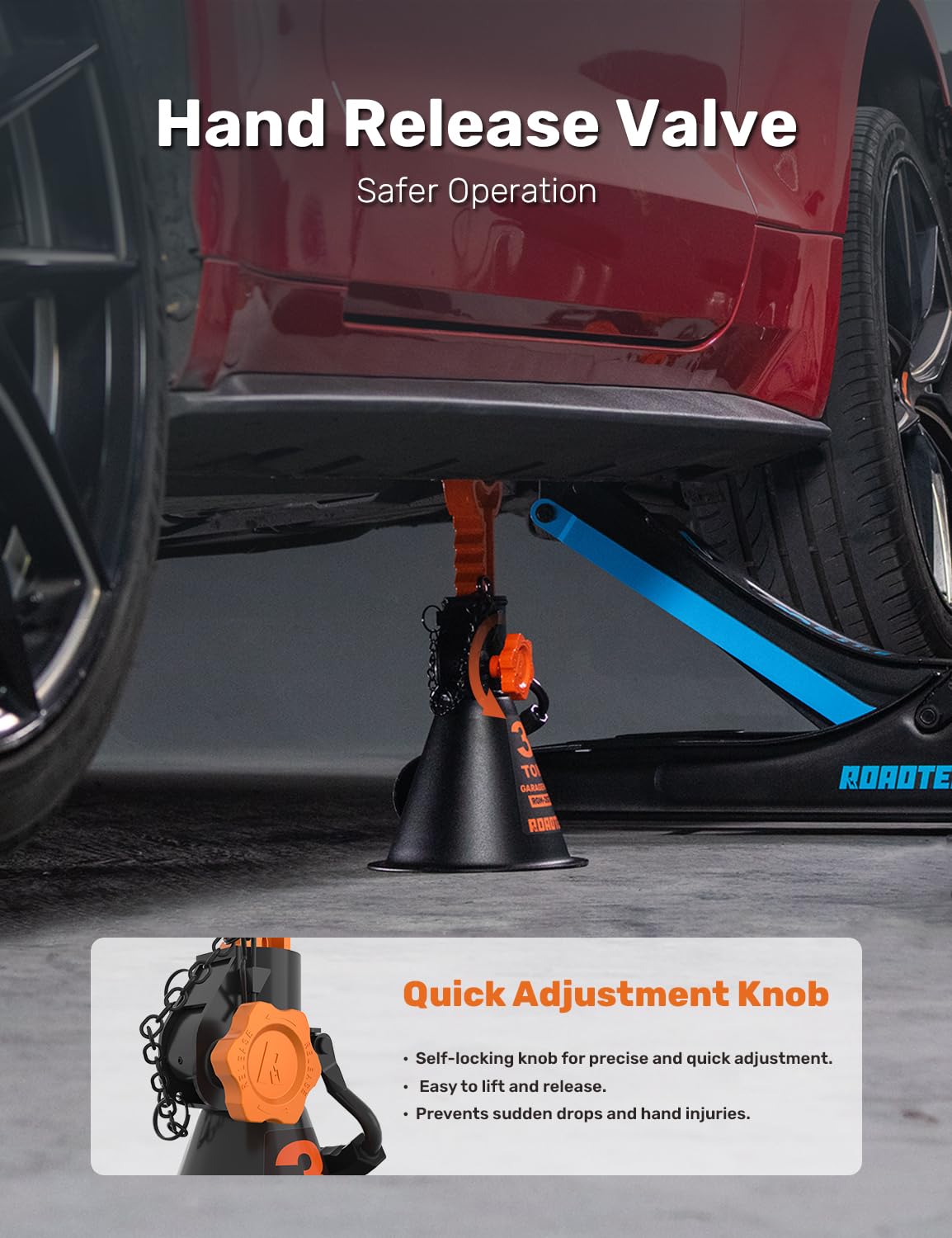 ROADTEK jack stands carry handle with rubber pad