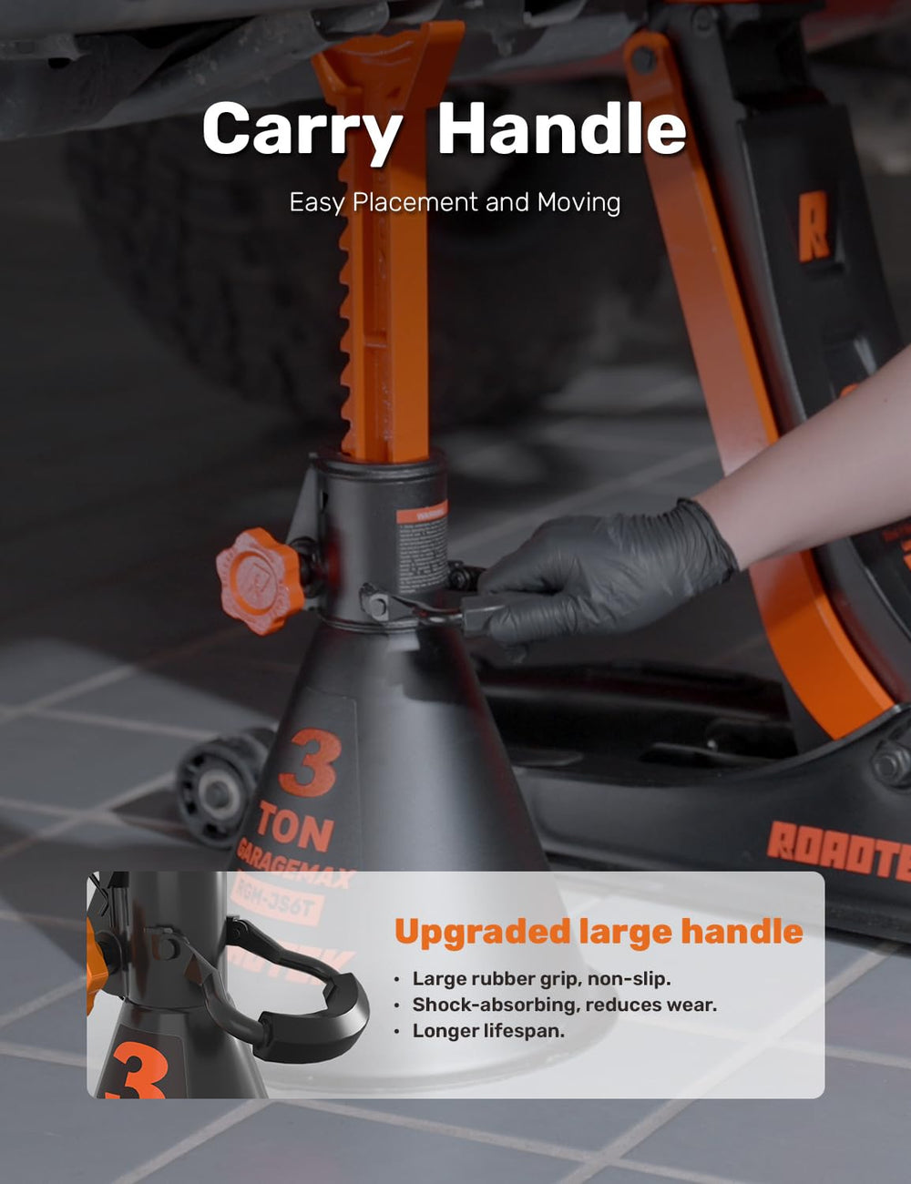 ROADTEK jack stands wide base design for stability
