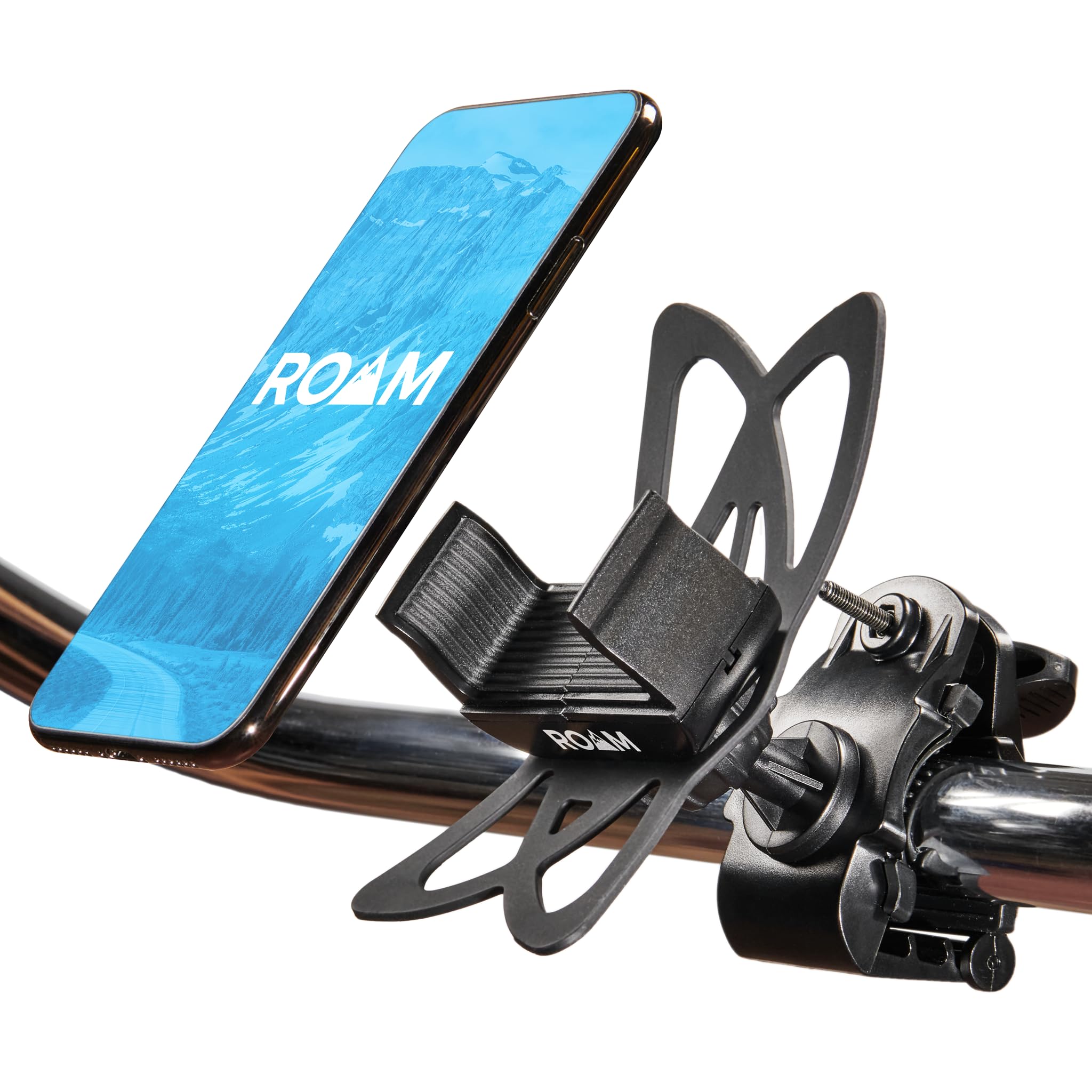 Roam universal net phone mount on handlebars securing your phone during rides