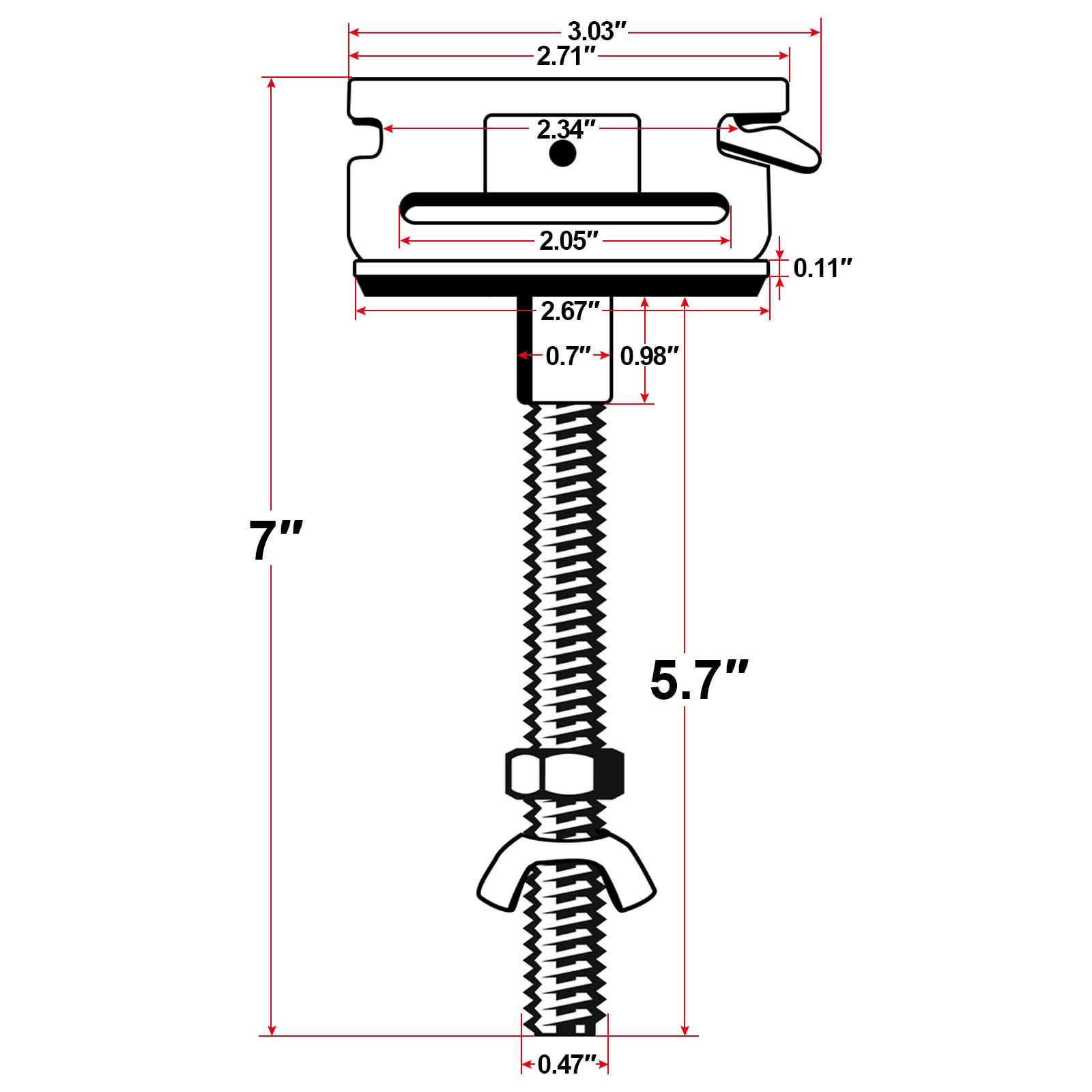 Nut included secures your spare tire on the hanging post for stability.
